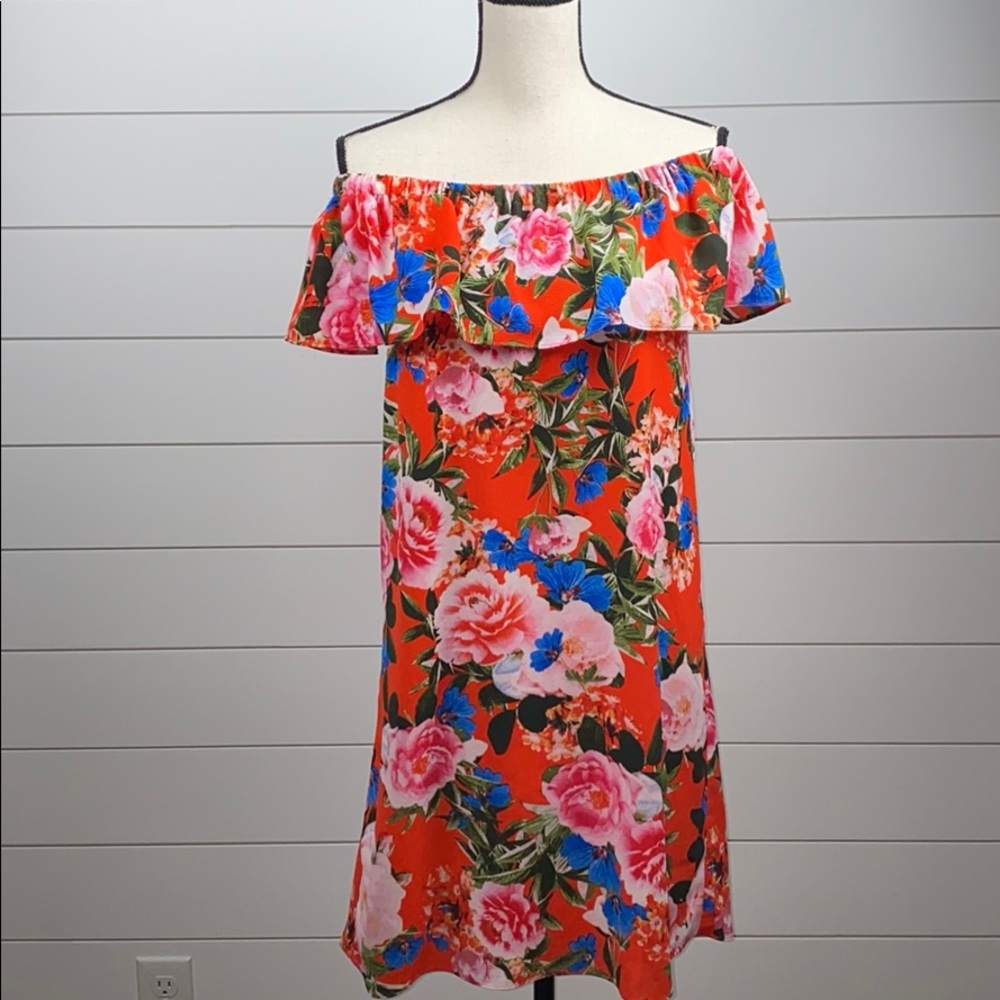 Rose & Olive Off the Shoulder Floral Dress